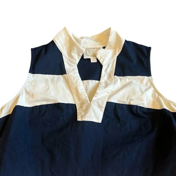 Sail to Sable STS Navy White Stripe Dress Sleeveless Sheath Size Small Women's - Picture 2 of 10